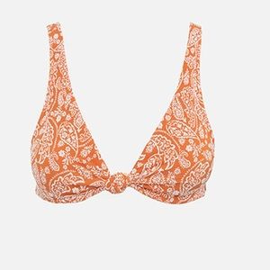 Rhythm Women's Adina Paisley Tall Knot Front Top - Terracotta SMALL